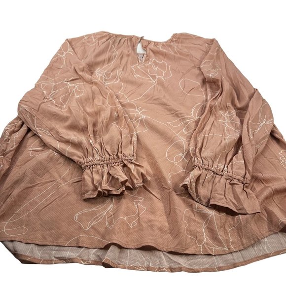 Ava And Viv Women's Size 2X Blouse Long Sleeve Floral Print Pink New With Tags - Picture 2 of 14